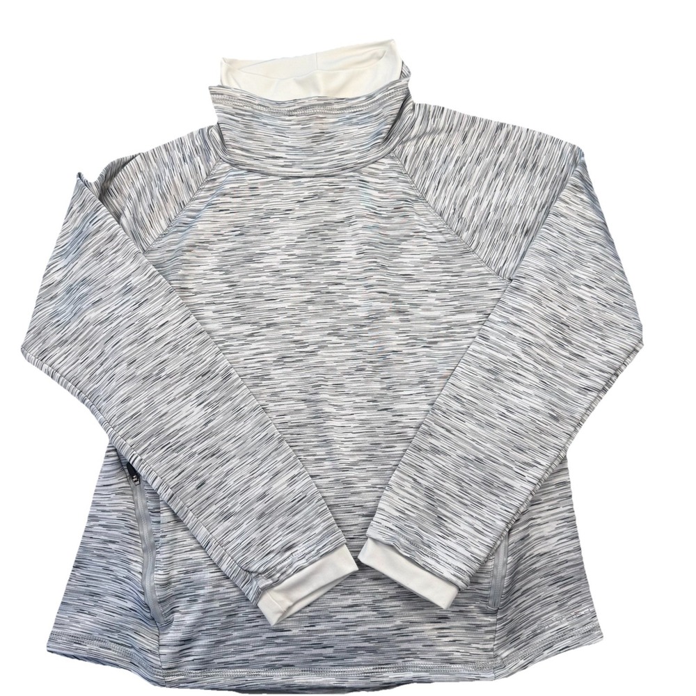 Spyder Active Pullover Black Gray White Athletic Women's XL (M)Mock Neck Pockets